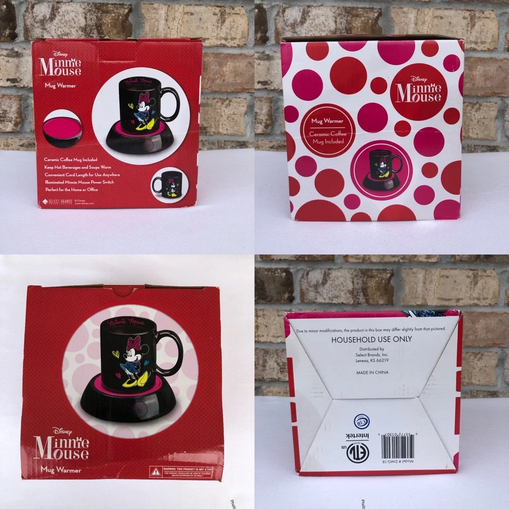 Disney Classic Minnie Mouse Set Electric Coffee‎ Mug Warmer & Ceramic Coffee Mug